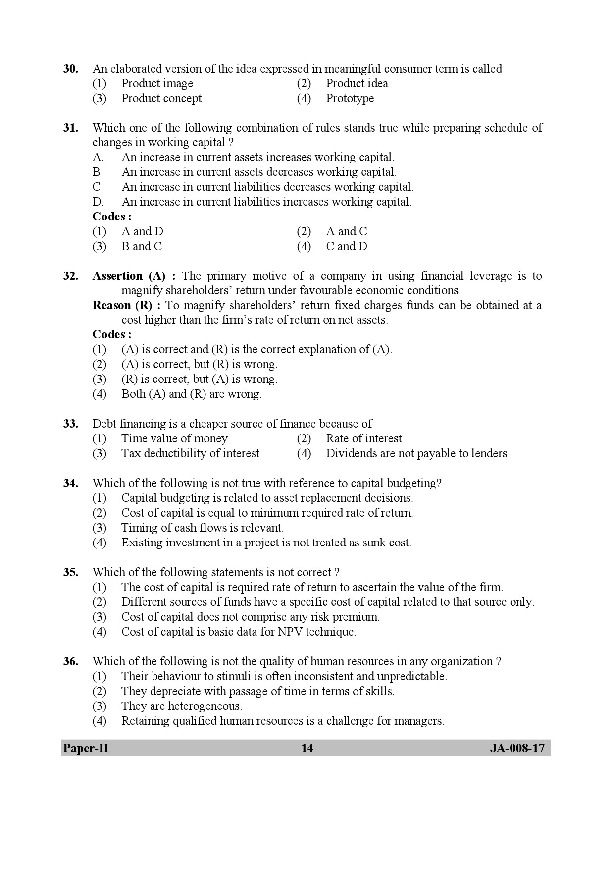 UGC NET Commerce Question Paper II January 2017 14