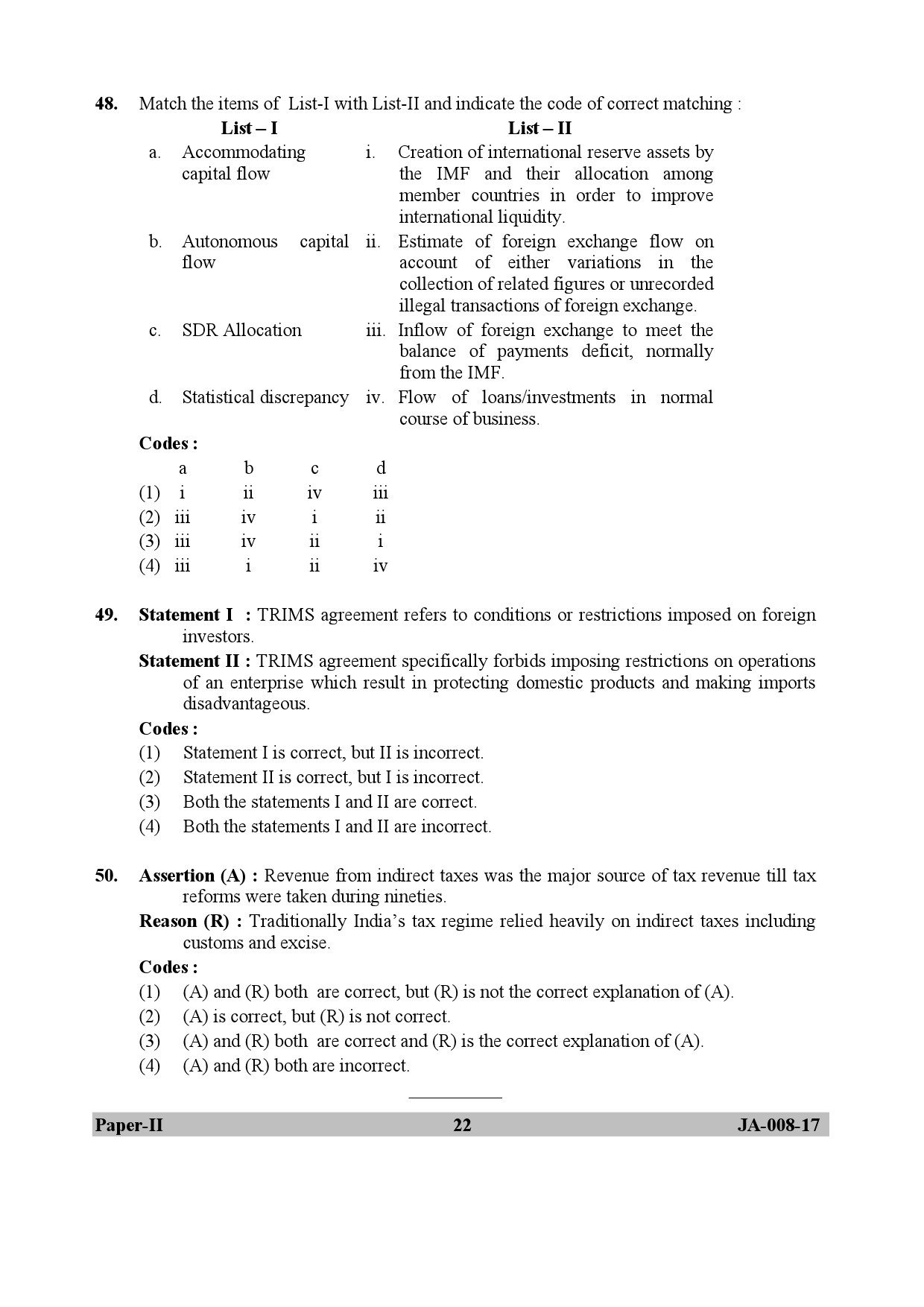 UGC NET Commerce Question Paper II January 2017 22