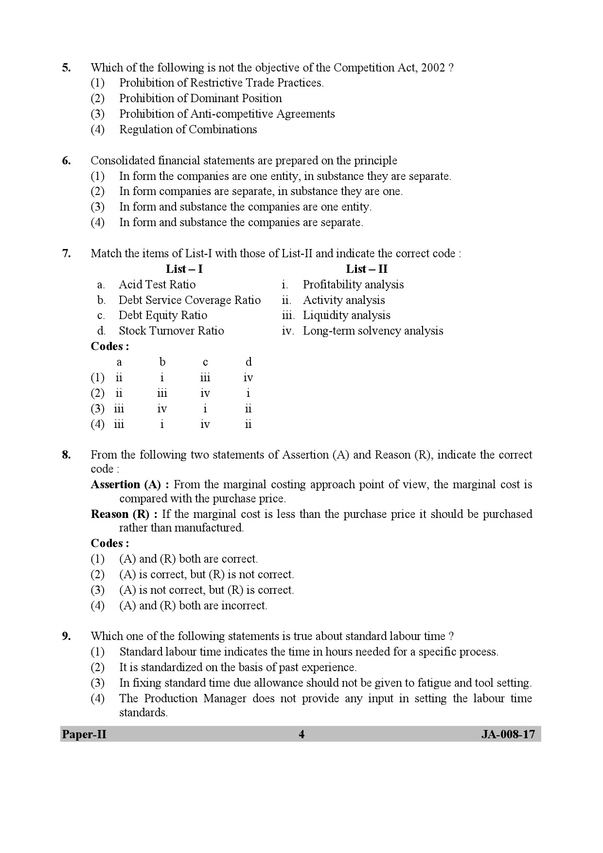 UGC NET Commerce Question Paper II January 2017 4