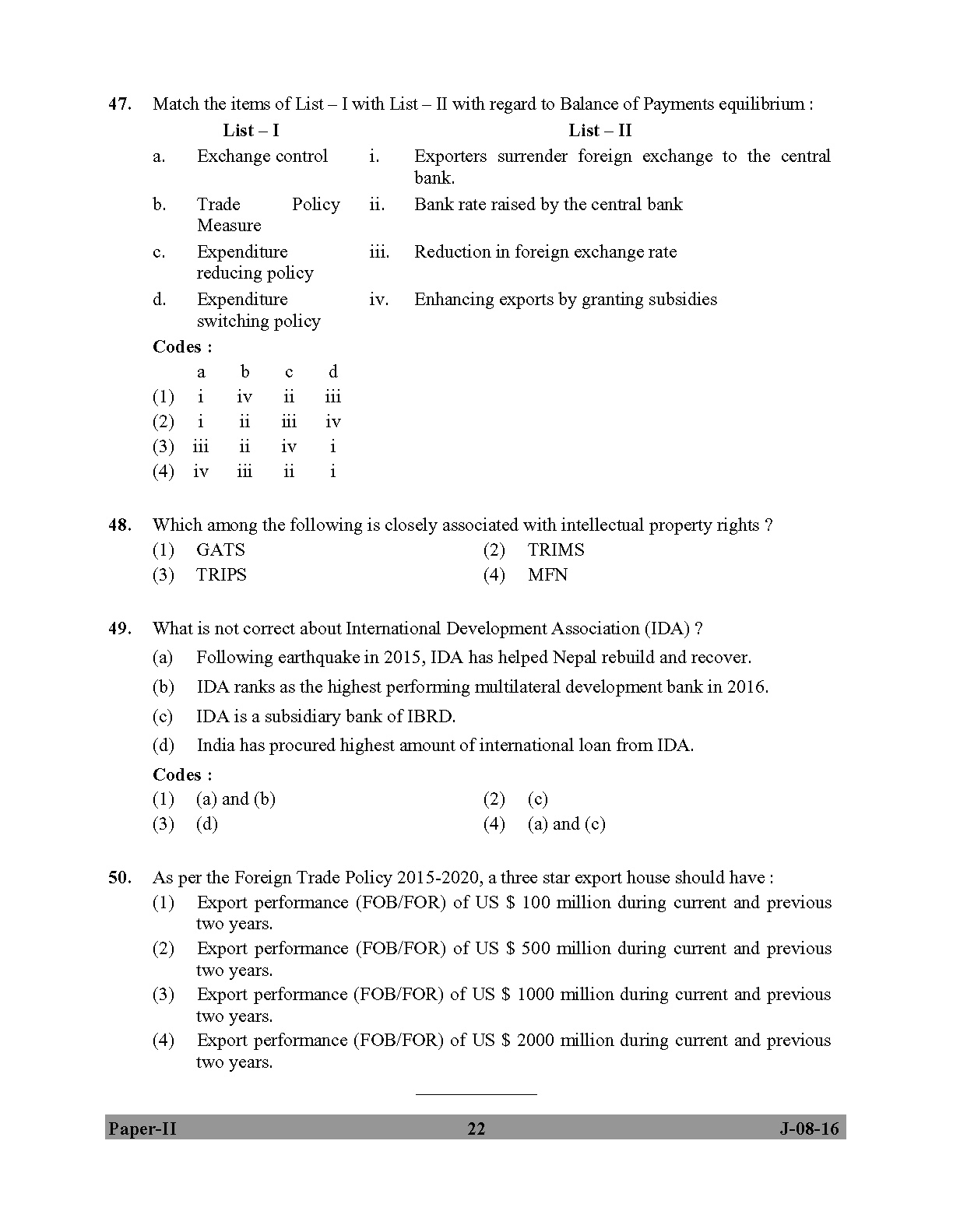 UGC NET Commerce Question Paper II July 2016 22