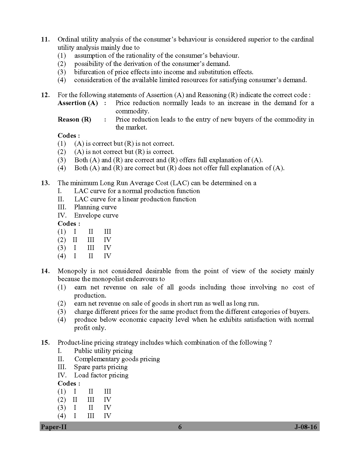 UGC NET Commerce Question Paper II July 2016 6