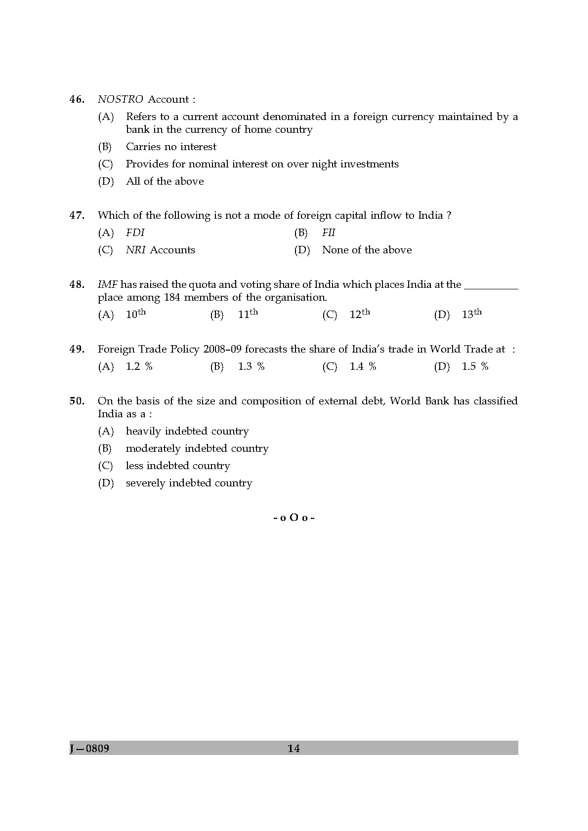 UGC NET Commerce Question Paper II June 2009 14