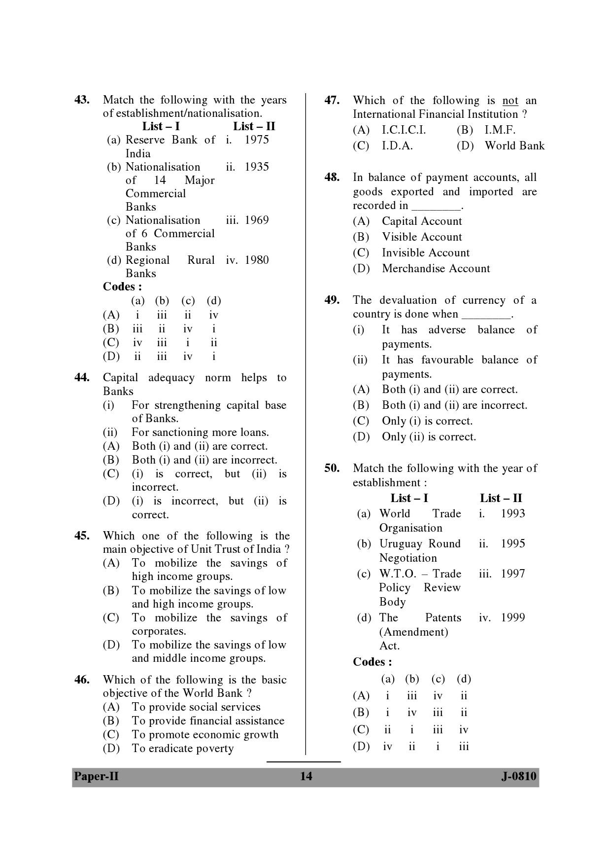 UGC NET Commerce Question Paper II June 2010 14