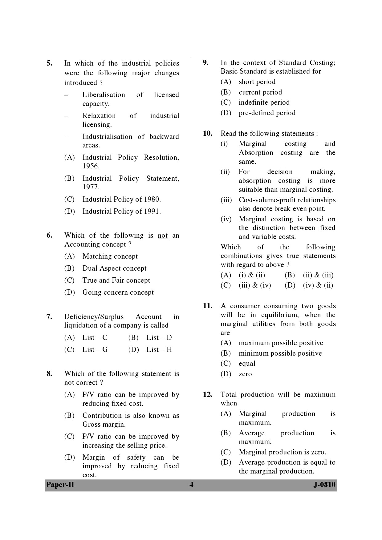 UGC NET Commerce Question Paper II June 2010 4