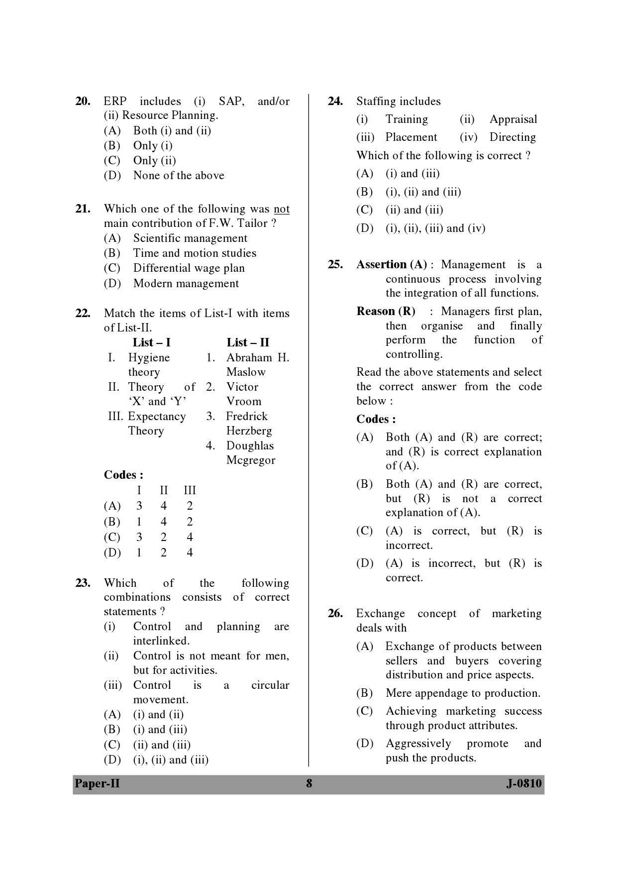 UGC NET Commerce Question Paper II June 2010 8