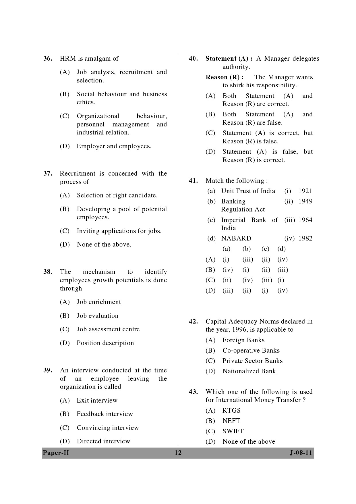 UGC NET Commerce Question Paper II June 2011 12