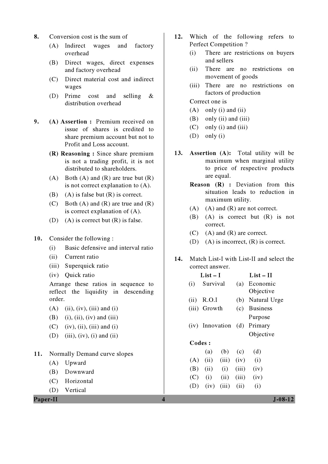 UGC NET Commerce Question Paper II June 2012 4