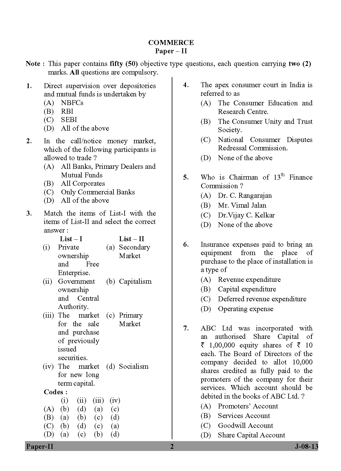 UGC NET Commerce Question Paper II June 2013 2