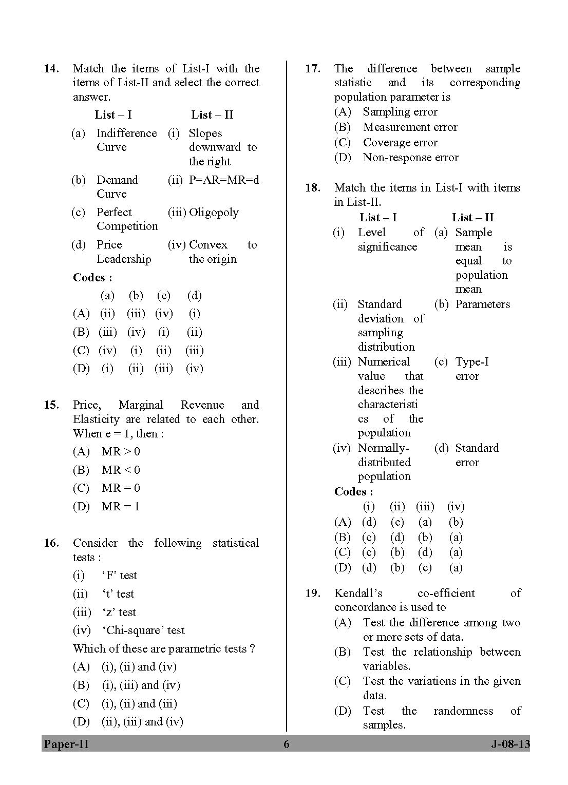 UGC NET Commerce Question Paper II June 2013 6