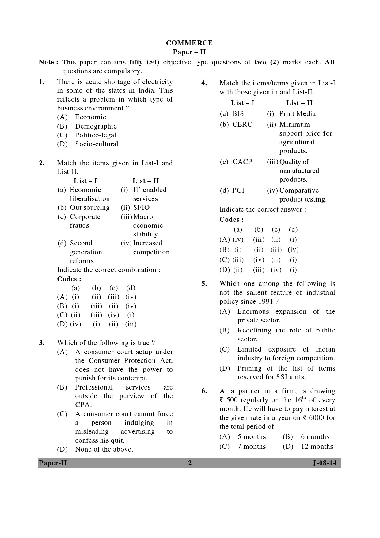 UGC NET Commerce Question Paper II June 2014 2