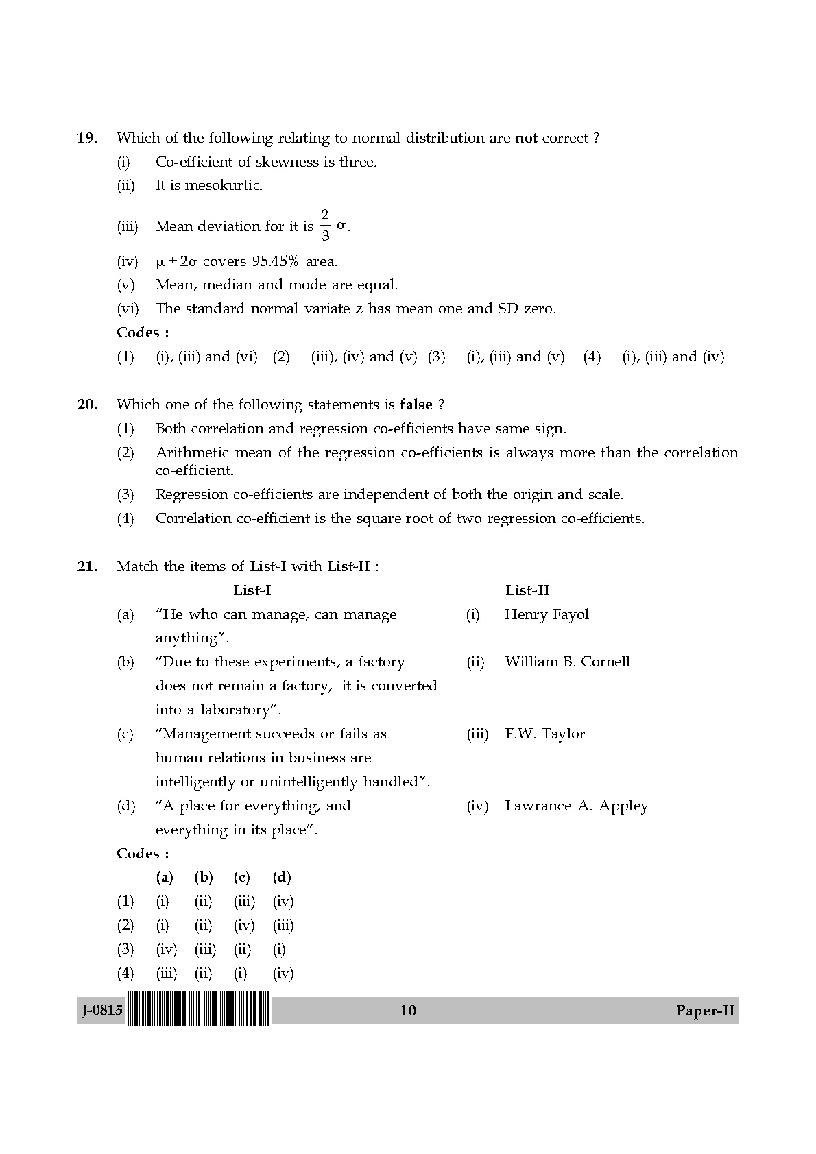 UGC NET Commerce Question Paper II June 2015 10