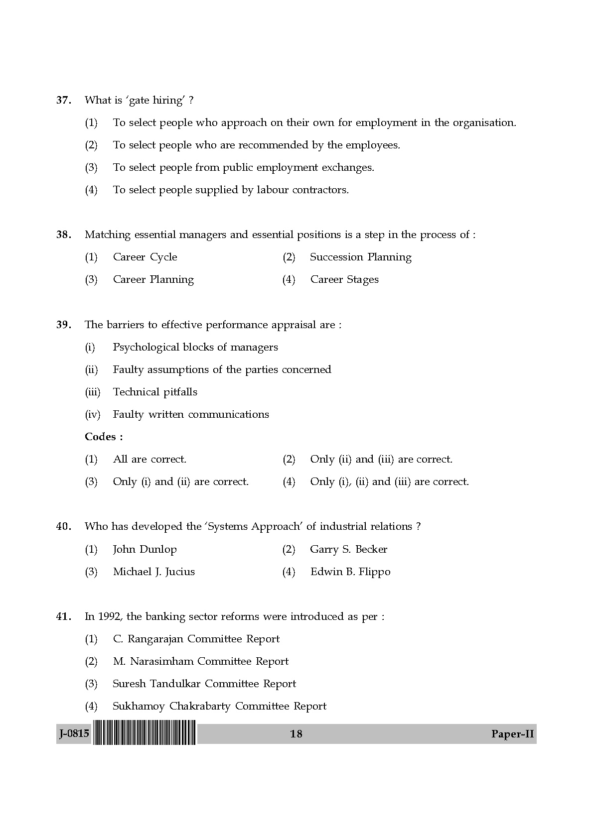 UGC NET Commerce Question Paper II June 2015 18