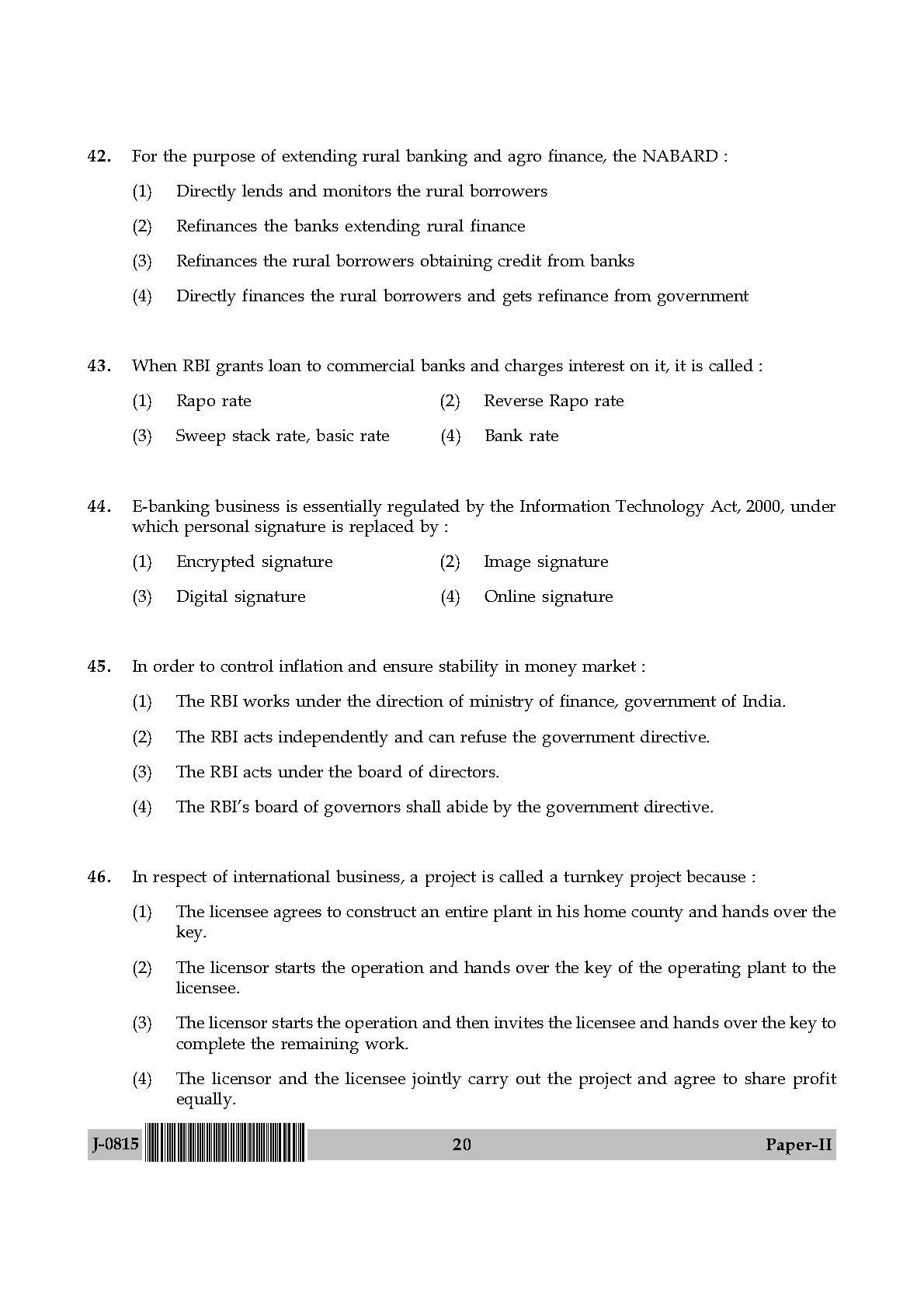 UGC NET Commerce Question Paper II June 2015 20