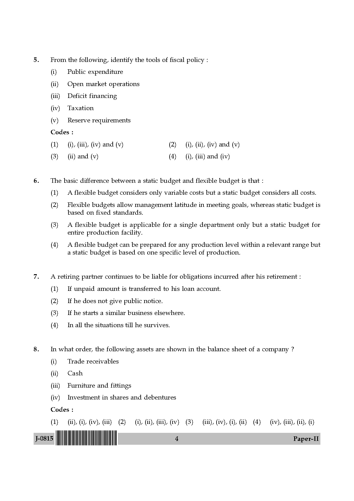 UGC NET Commerce Question Paper II June 2015 4