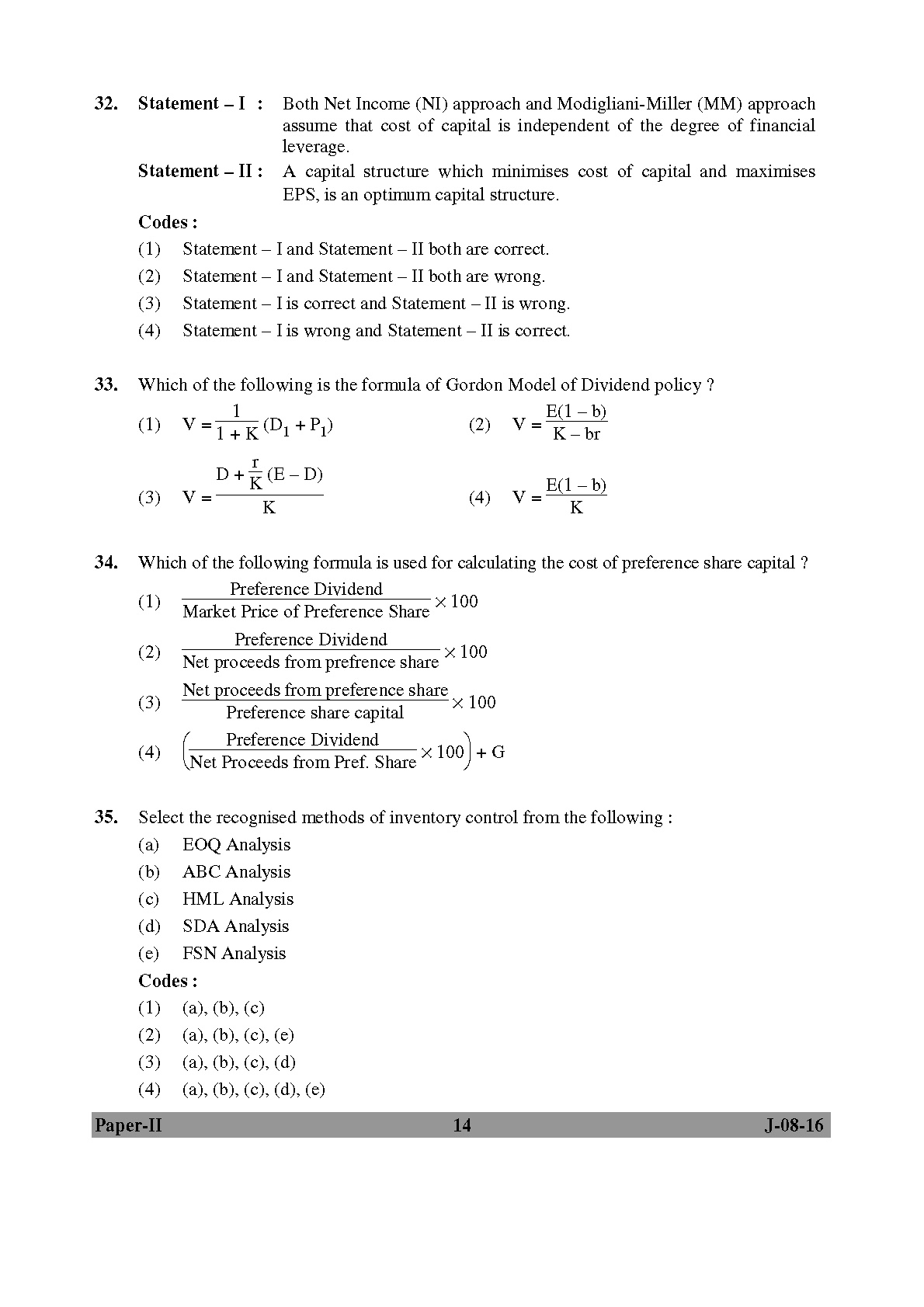 UGC NET Commerce Question Paper II Set 2 July 2016 14