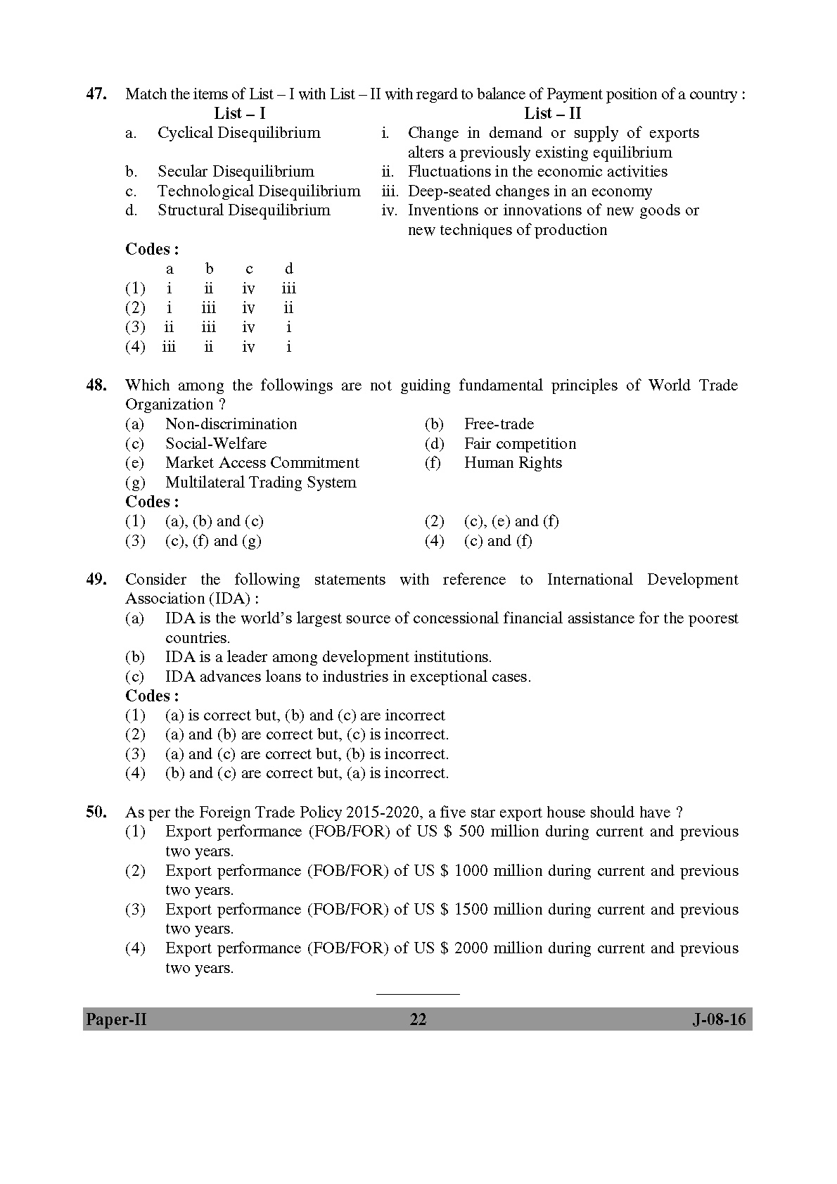 UGC NET Commerce Question Paper II Set 2 July 2016 22