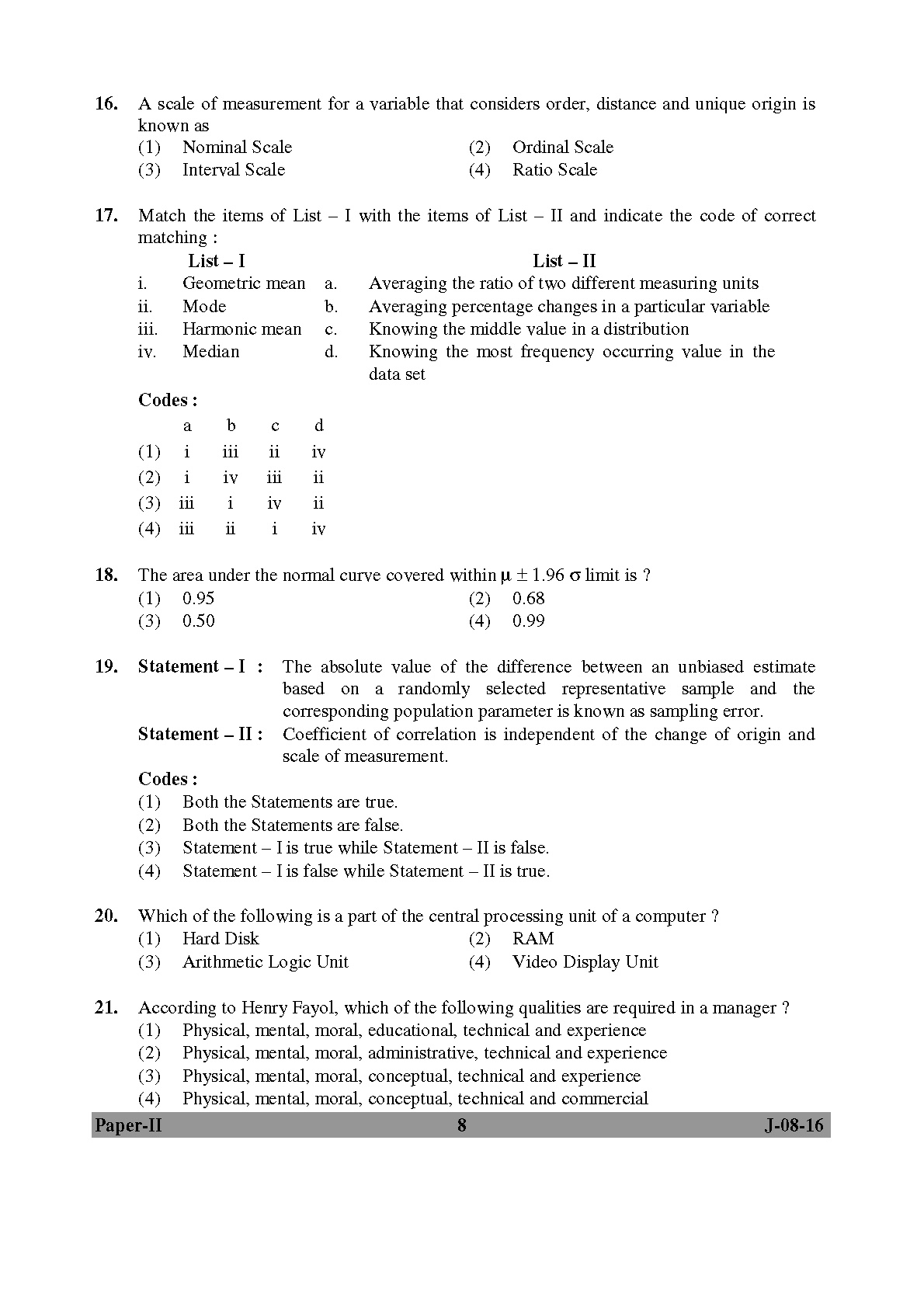 UGC NET Commerce Question Paper II Set 2 July 2016 8