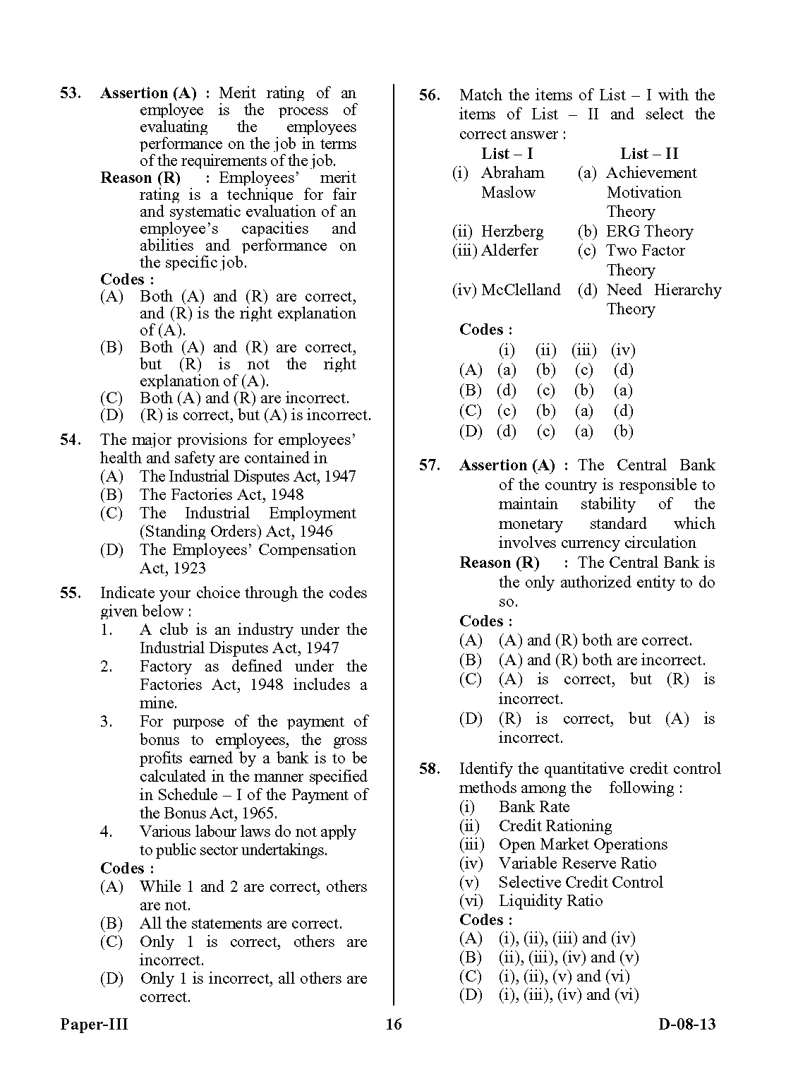 UGC NET Commerce Question Paper III December 2013 16