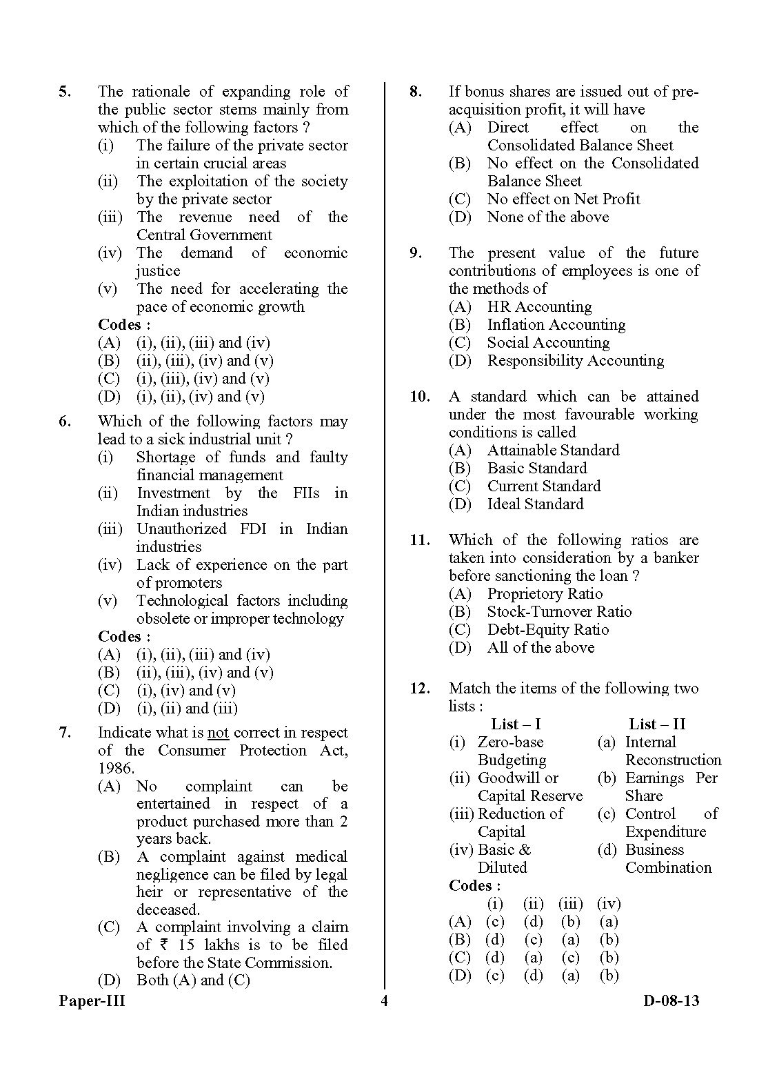 UGC NET Commerce Question Paper III December 2013 4