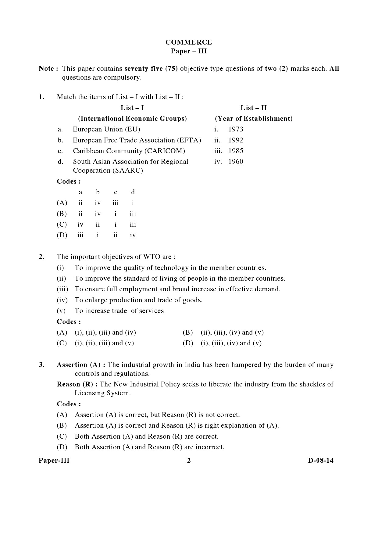 UGC NET Commerce Question Paper III December 2014 2