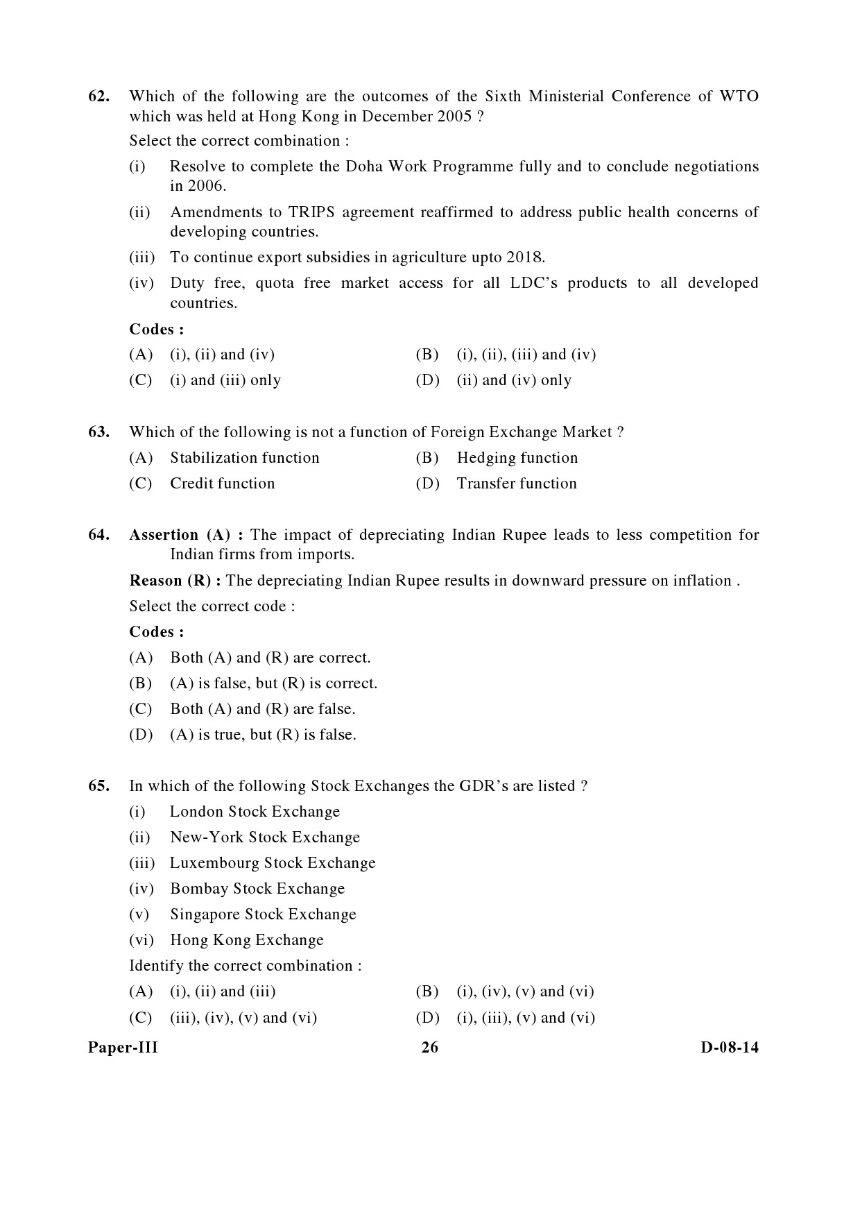 UGC NET Commerce Question Paper III December 2014 26