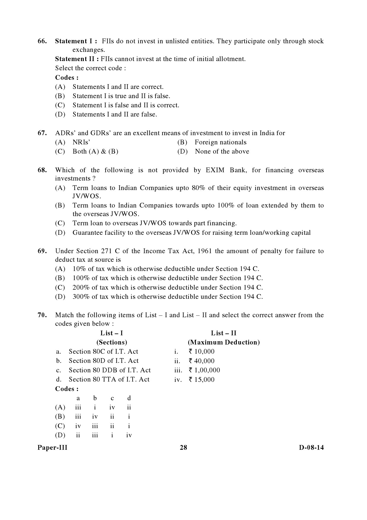 UGC NET Commerce Question Paper III December 2014 28