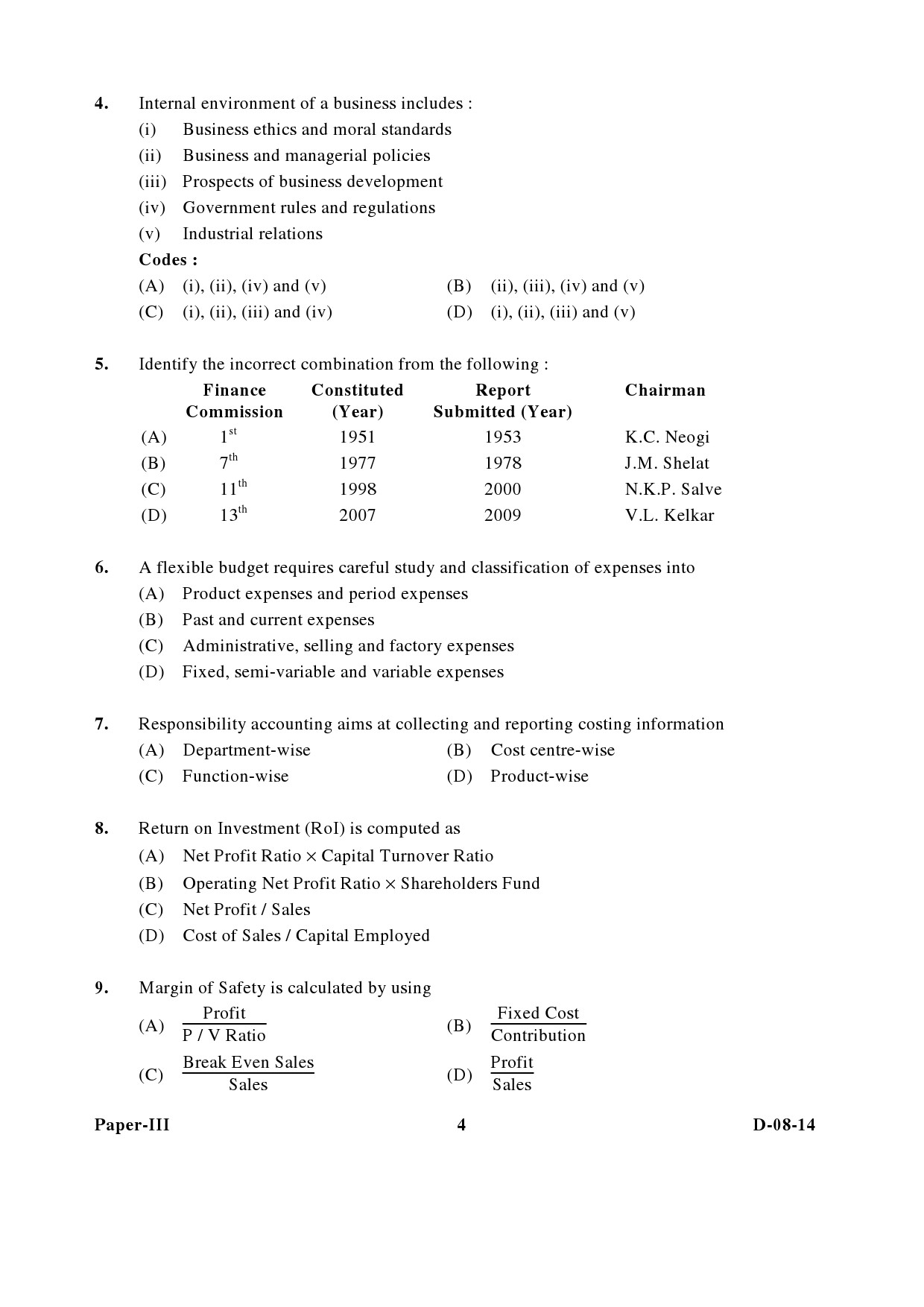 UGC NET Commerce Question Paper III December 2014 4