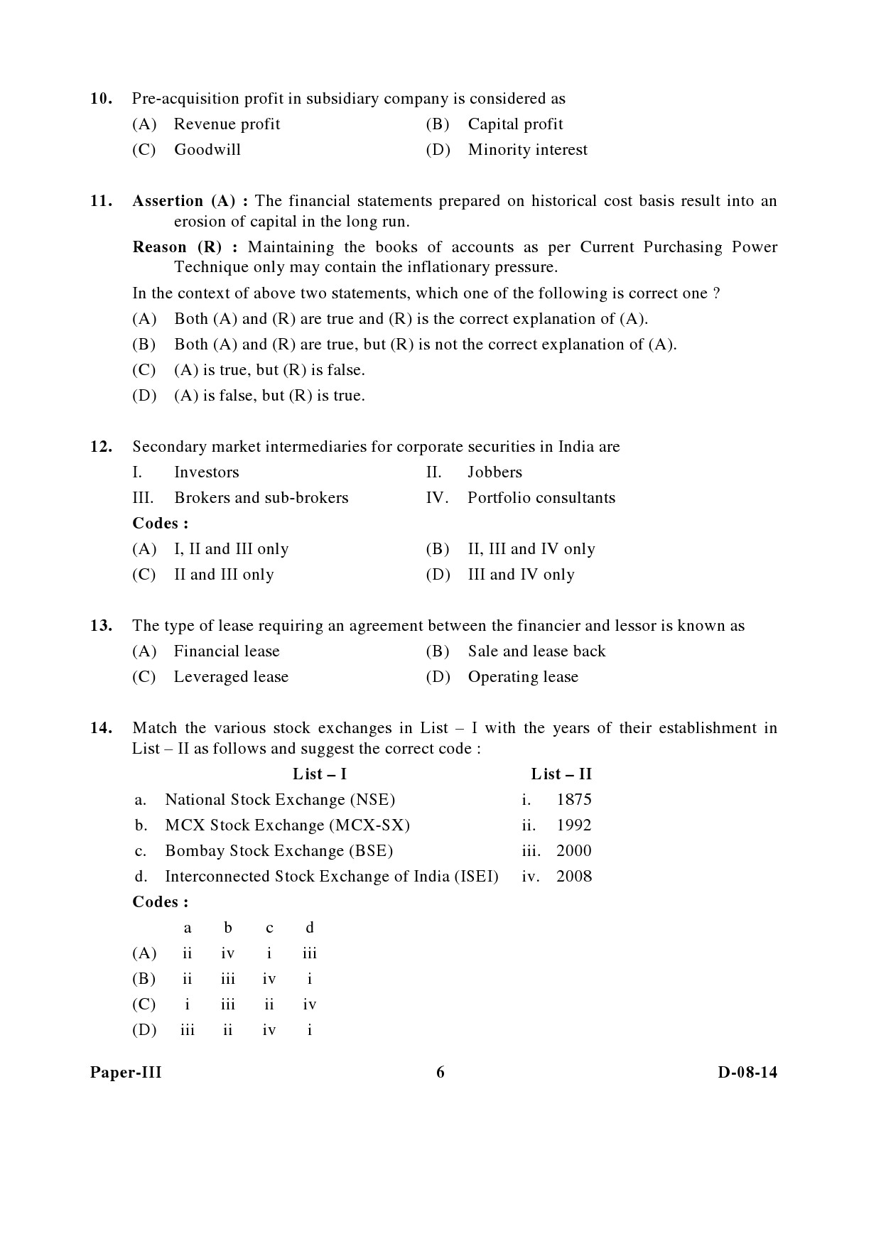 UGC NET Commerce Question Paper III December 2014 6