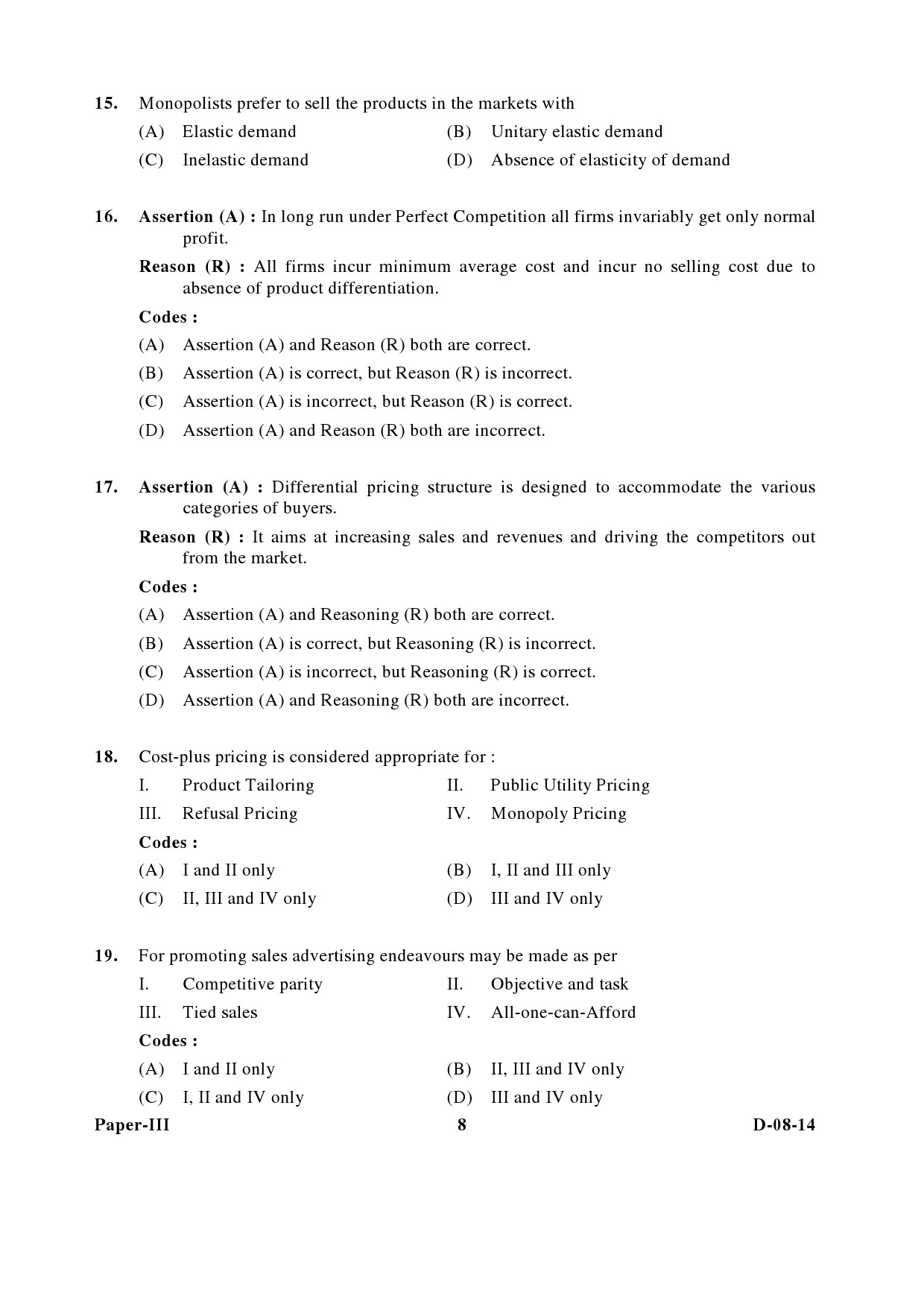 UGC NET Commerce Question Paper III December 2014 8