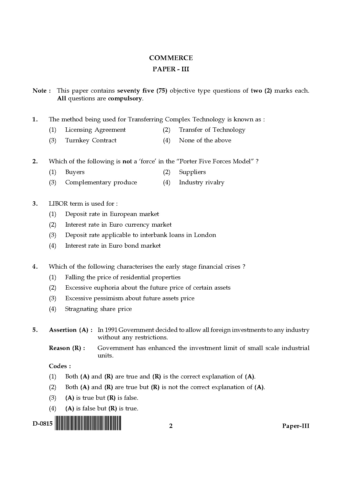 UGC NET Commerce Question Paper III December 2015 2