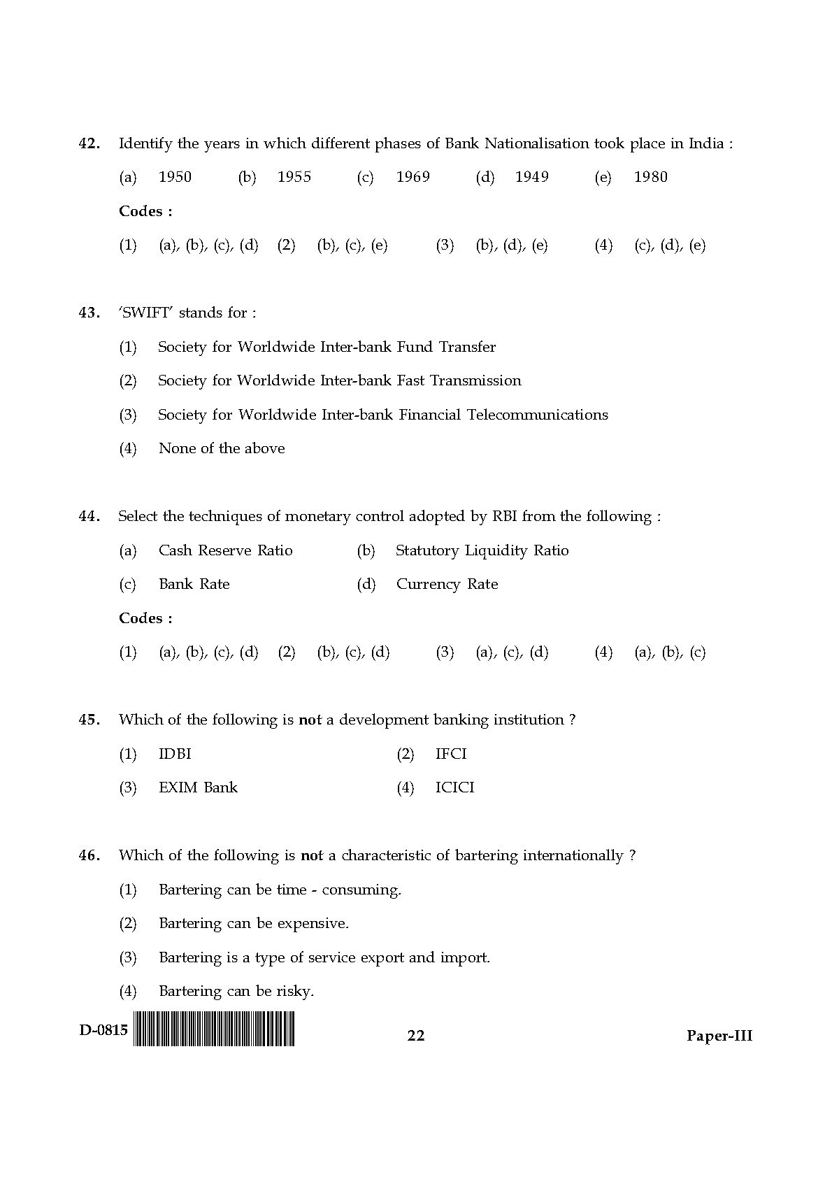 UGC NET Commerce Question Paper III December 2015 22