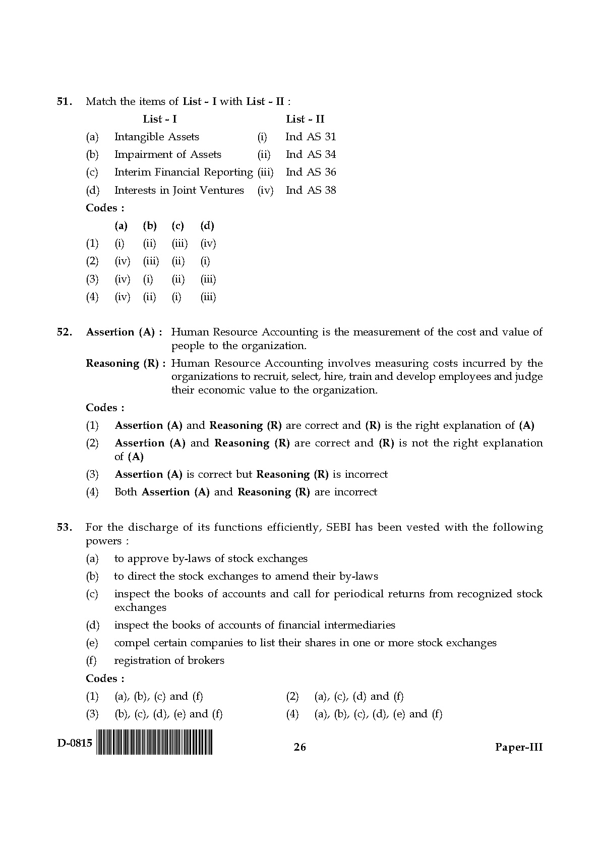 UGC NET Commerce Question Paper III December 2015 26