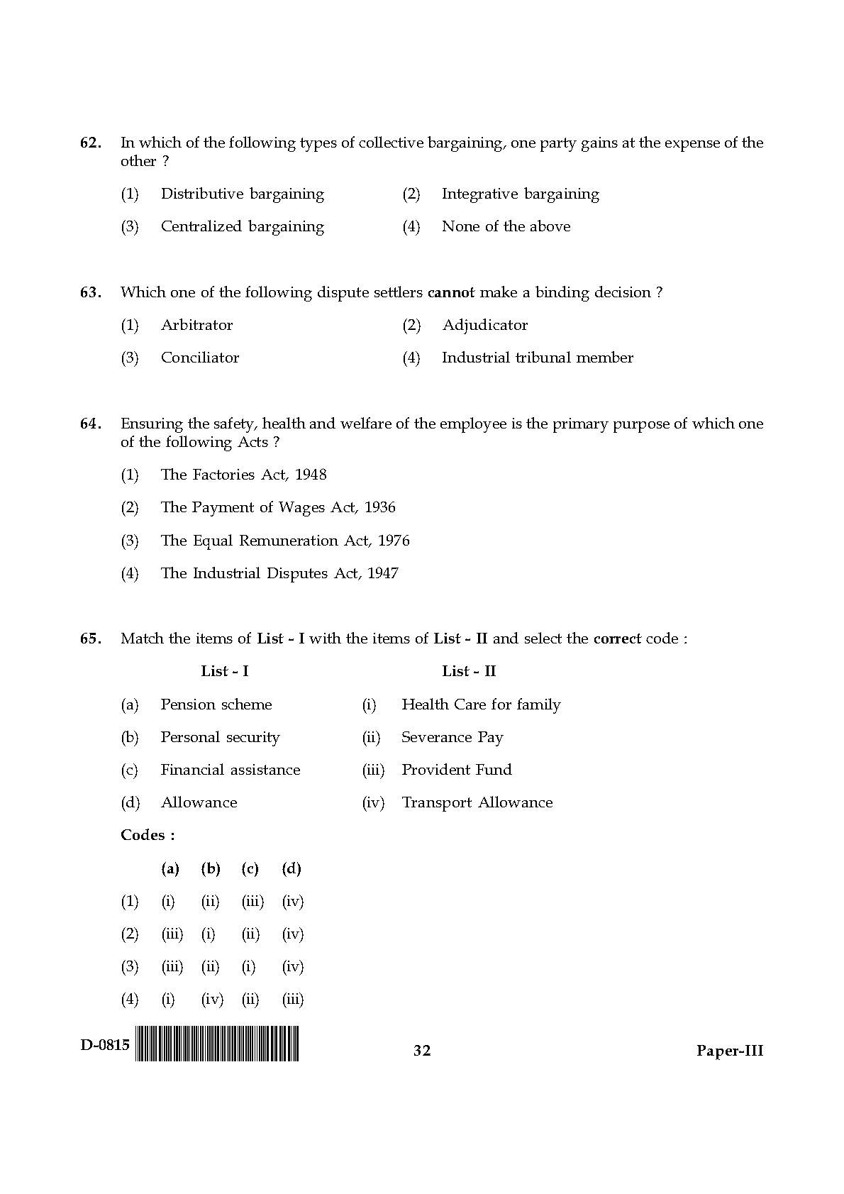 UGC NET Commerce Question Paper III December 2015 32