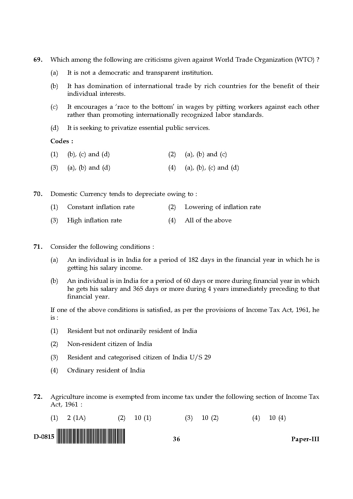 UGC NET Commerce Question Paper III December 2015 36