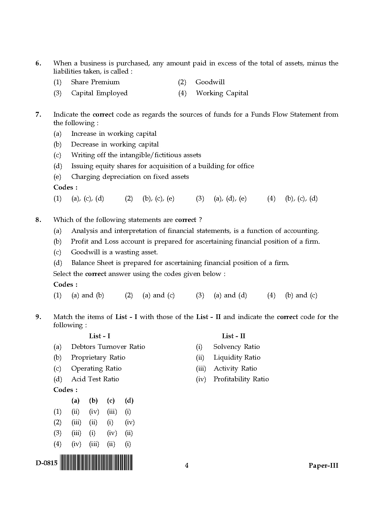 UGC NET Commerce Question Paper III December 2015 4