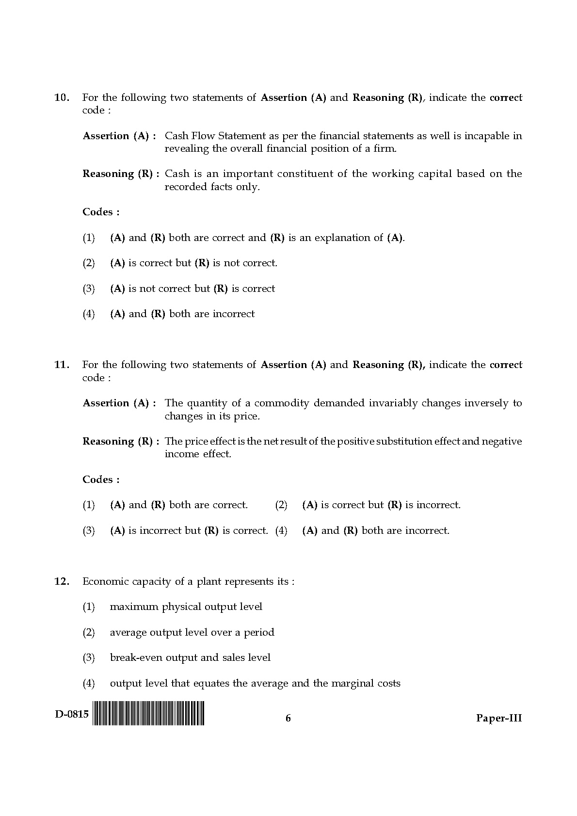 UGC NET Commerce Question Paper III December 2015 6