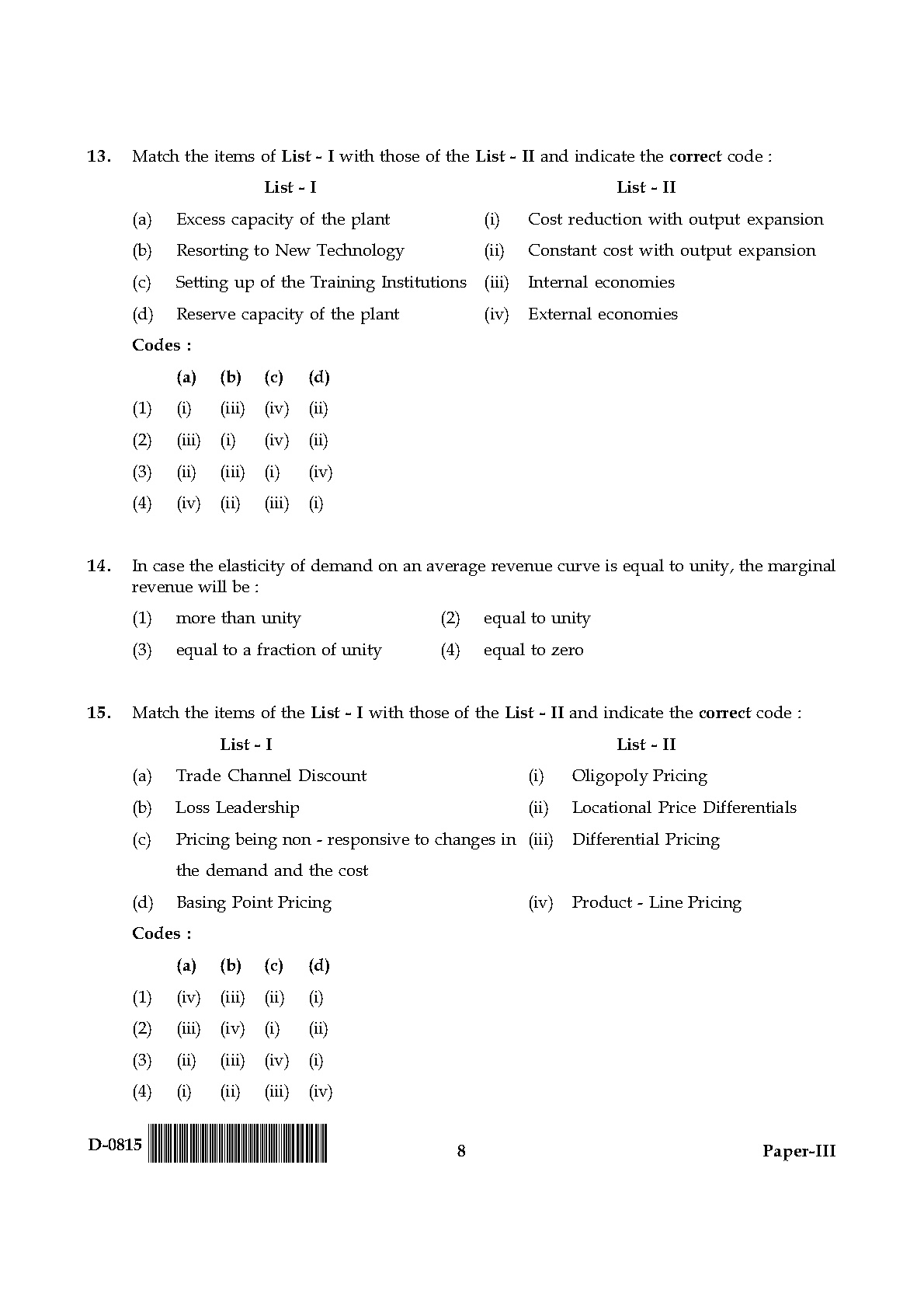 UGC NET Commerce Question Paper III December 2015 8