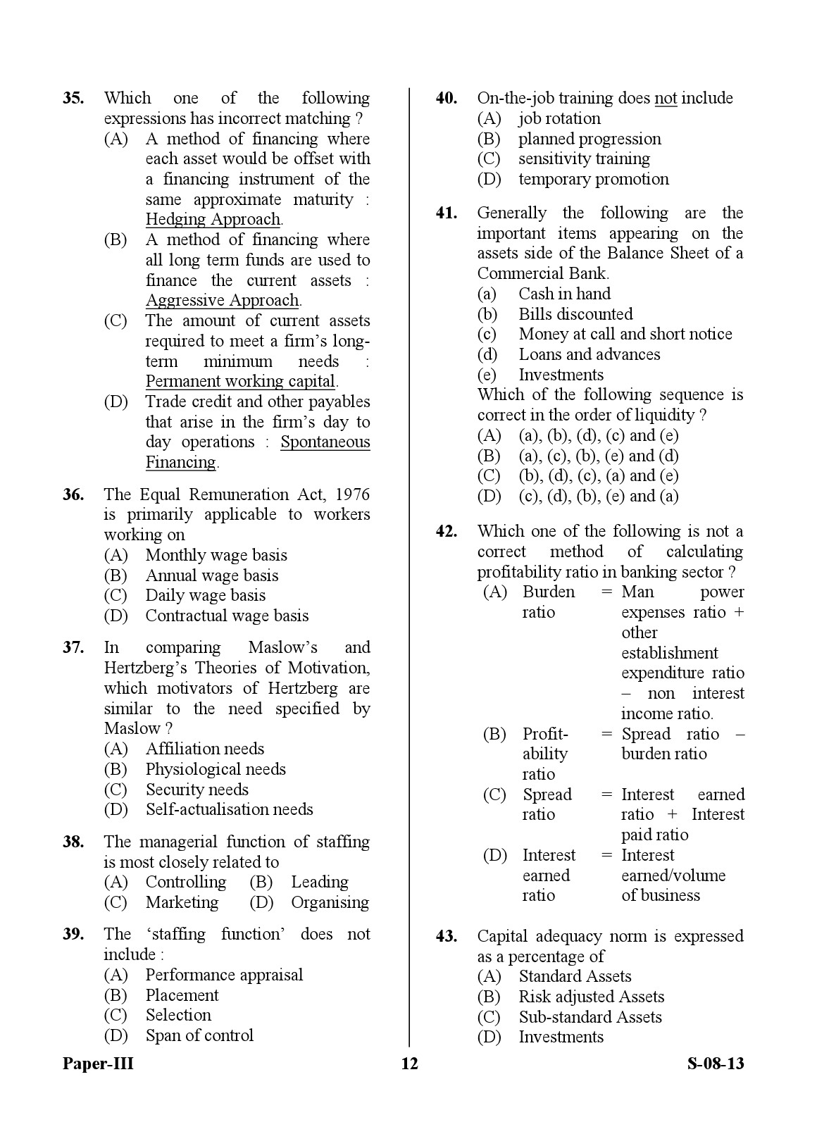 UGC NET Commerce Question Paper III Exam September 2013 12