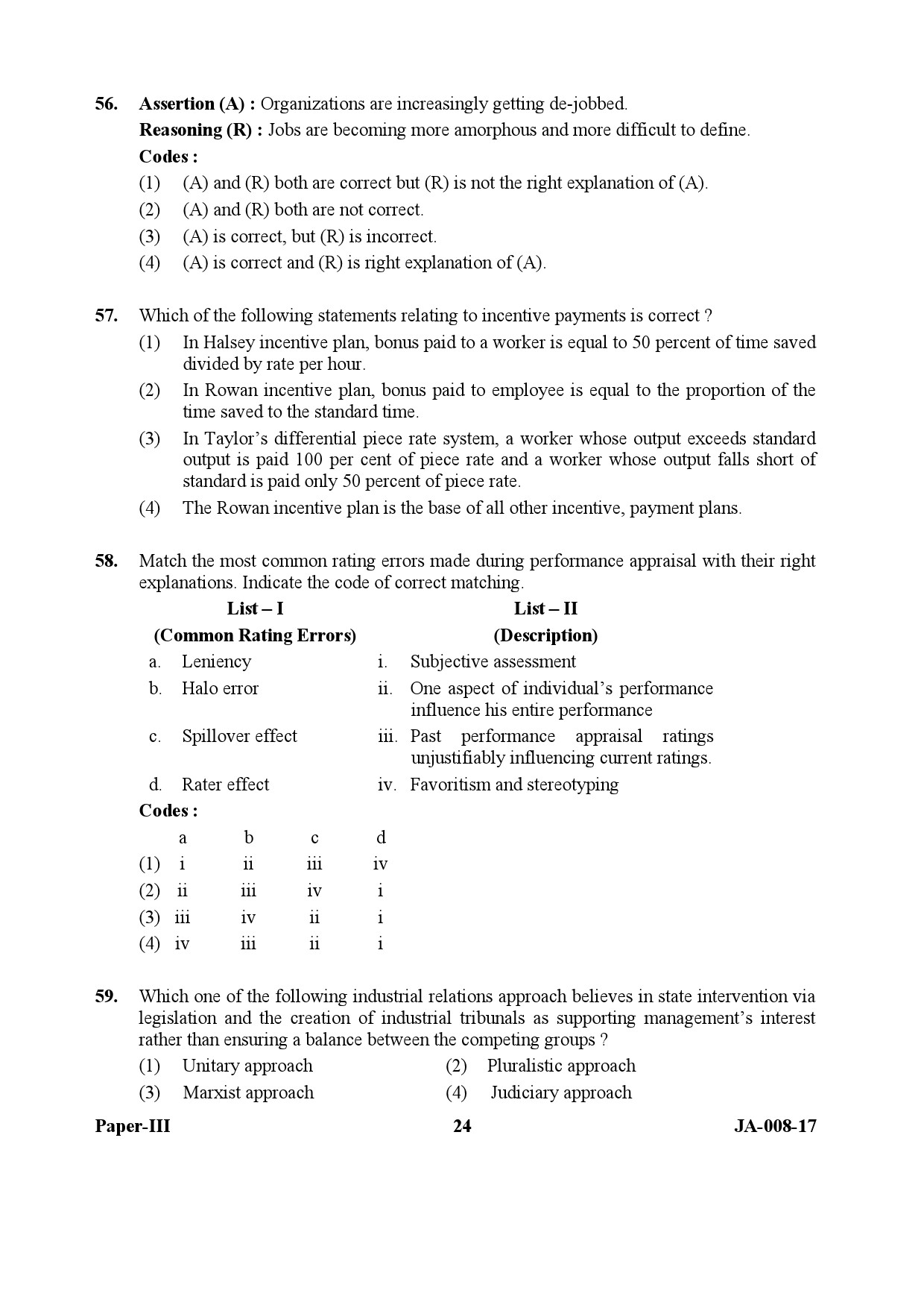 UGC NET Commerce Question Paper III January 2017 24