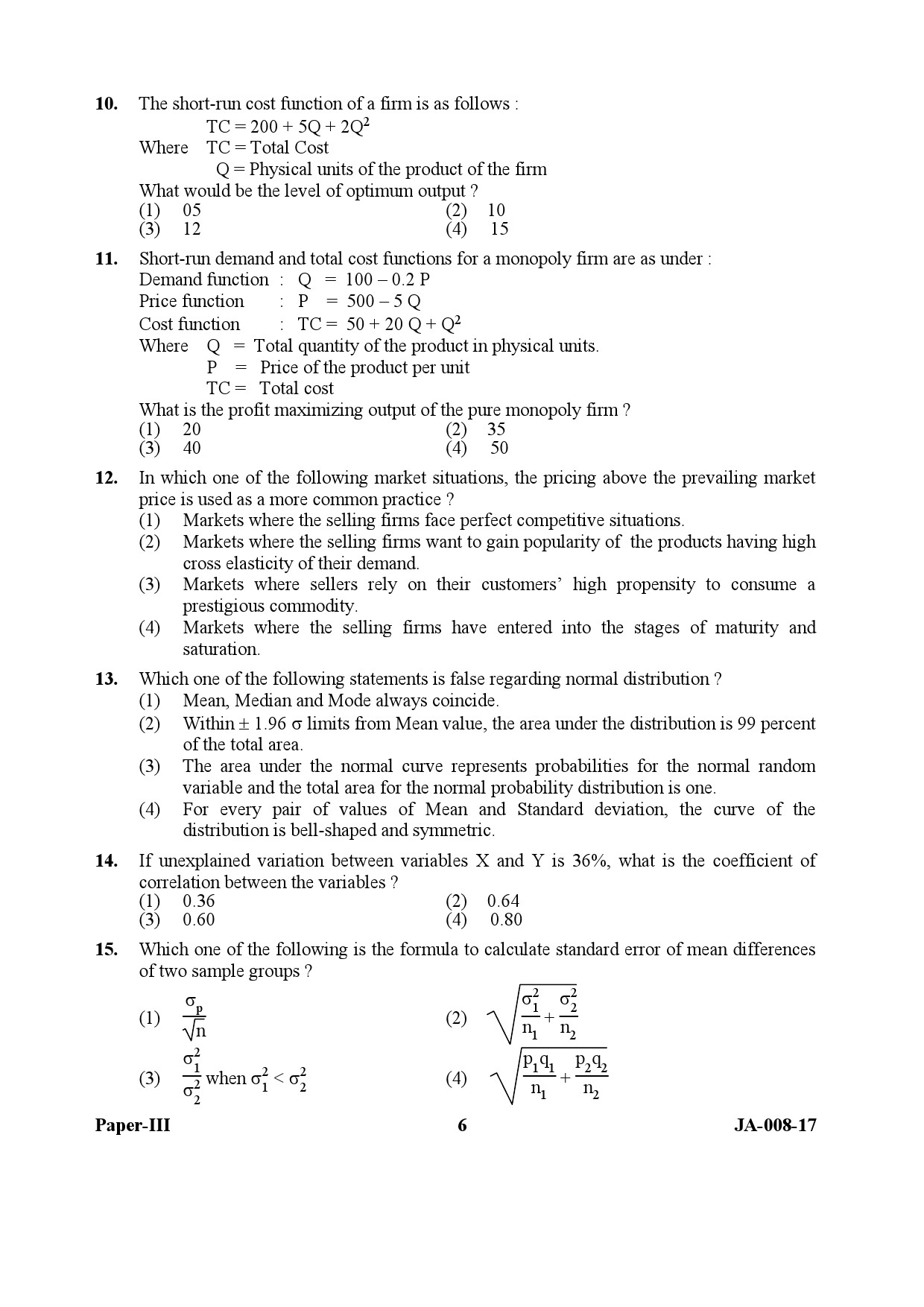 UGC NET Commerce Question Paper III January 2017 6