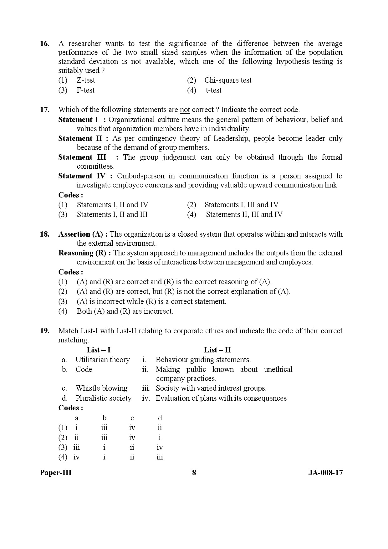 UGC NET Commerce Question Paper III January 2017 8