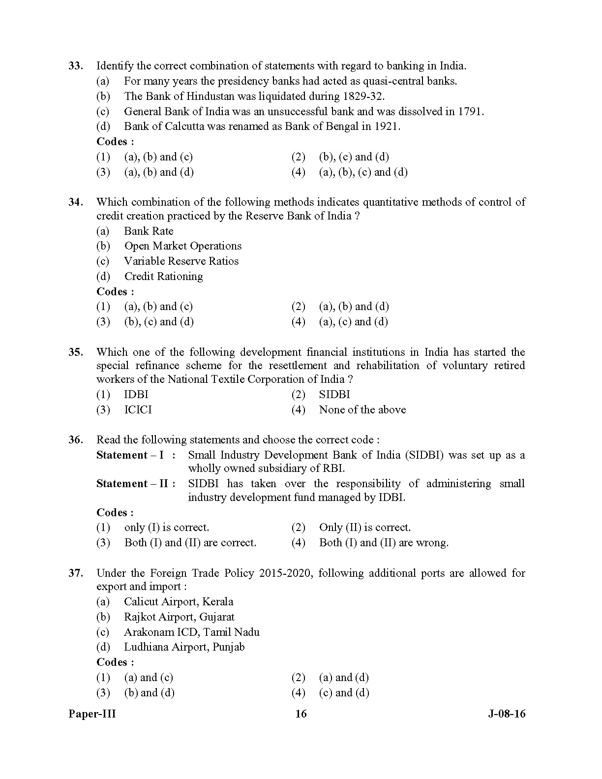 UGC NET Commerce Question Paper III July 2016 16