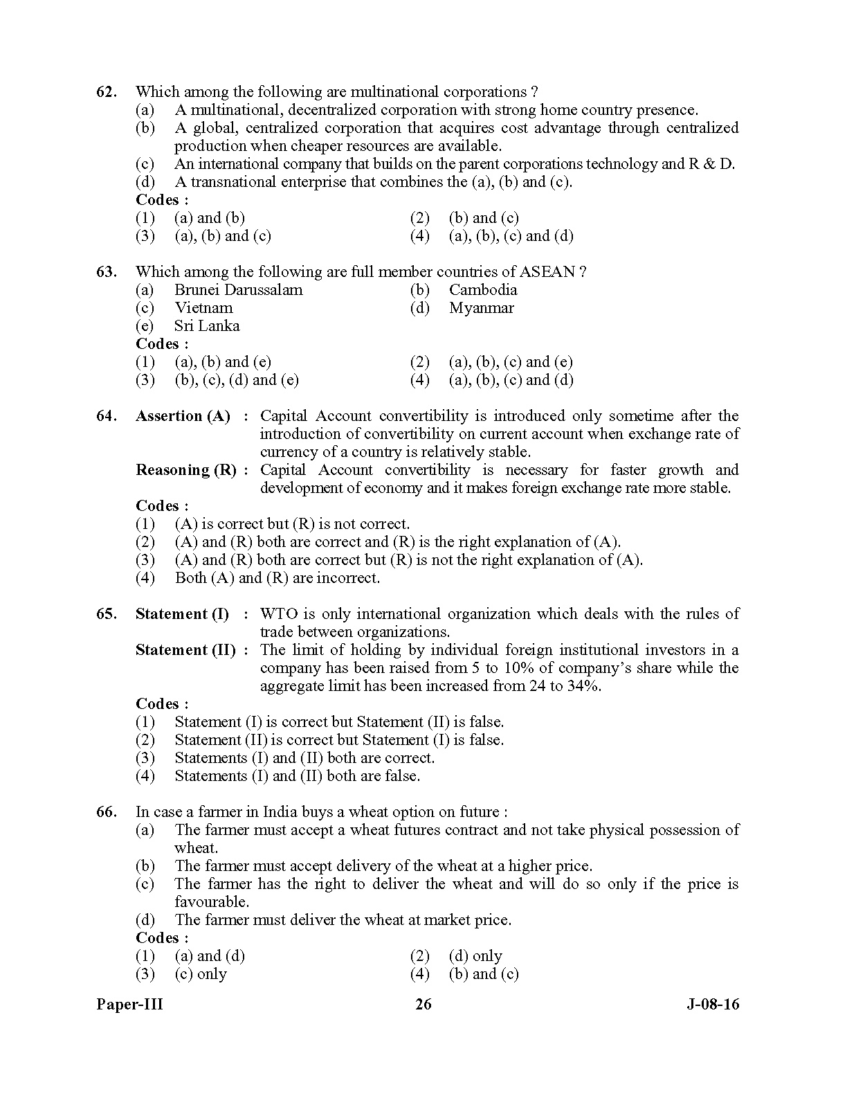 UGC NET Commerce Question Paper III July 2016 26