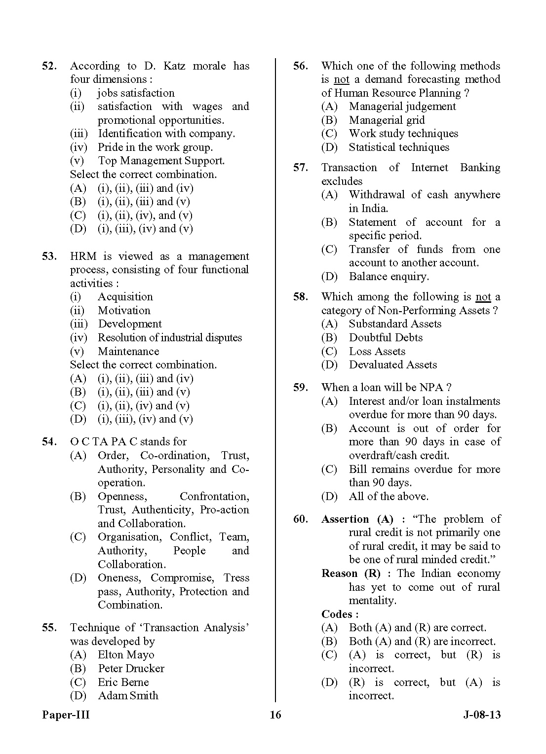 UGC NET Commerce Question Paper III June 2013 16