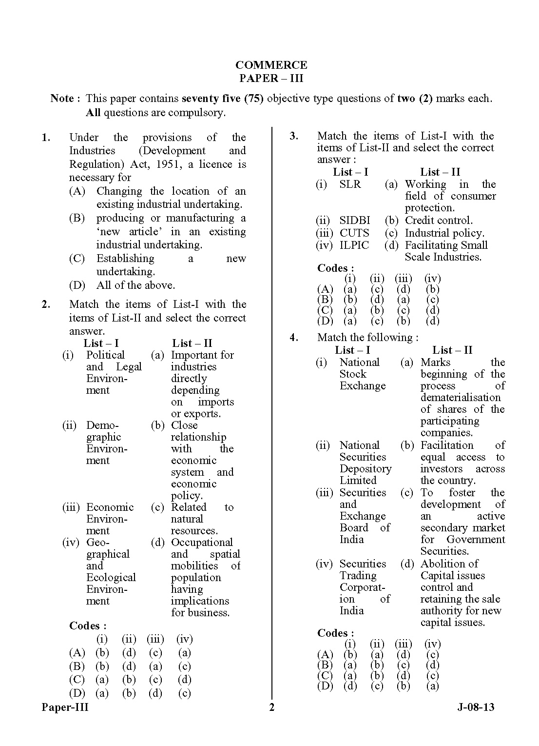 UGC NET Commerce Question Paper III June 2013 2