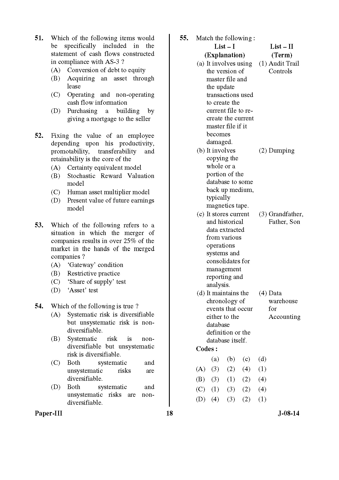 UGC NET Commerce Question Paper III June 2014 18