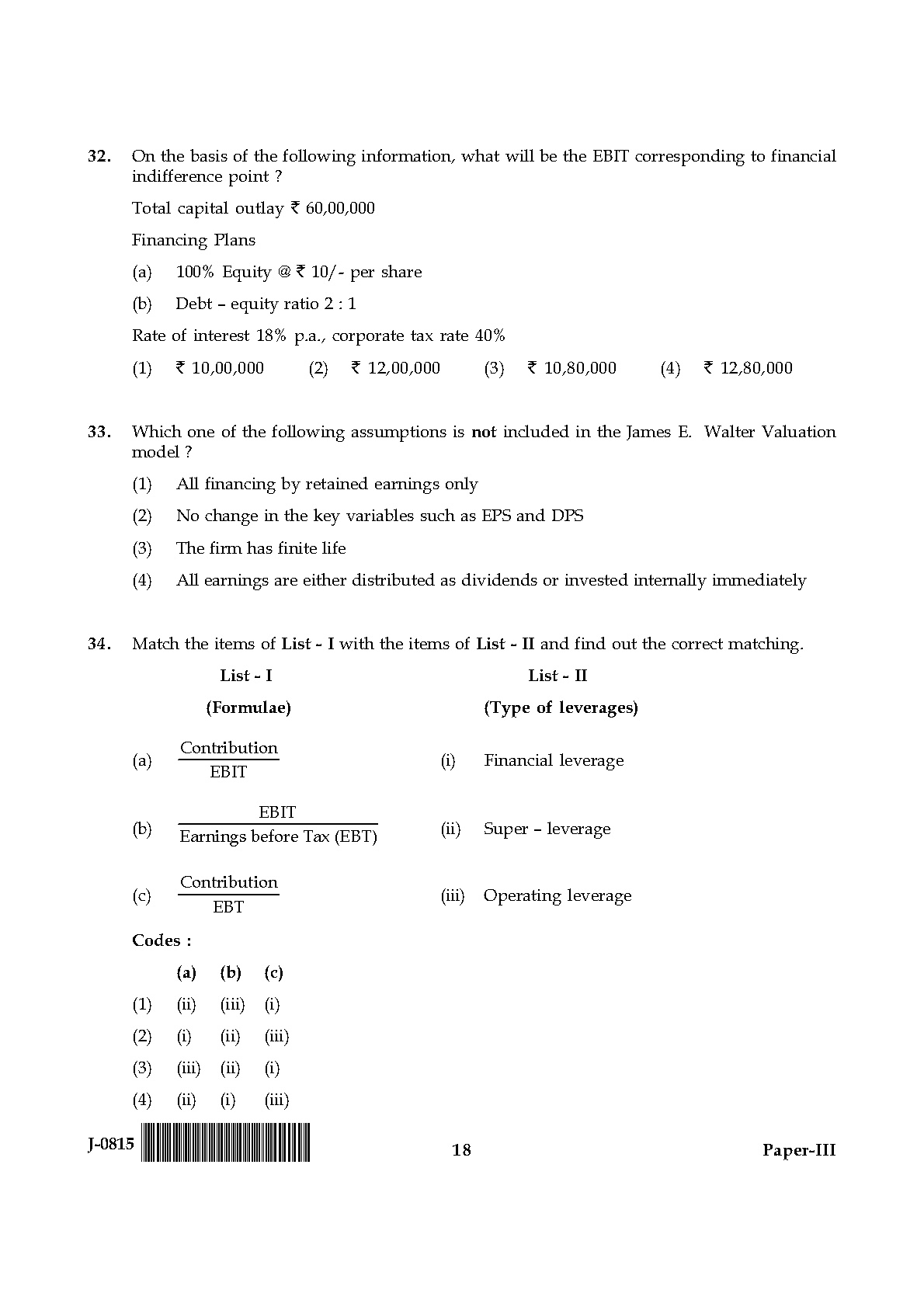 UGC NET Commerce Question Paper III June 2015 18