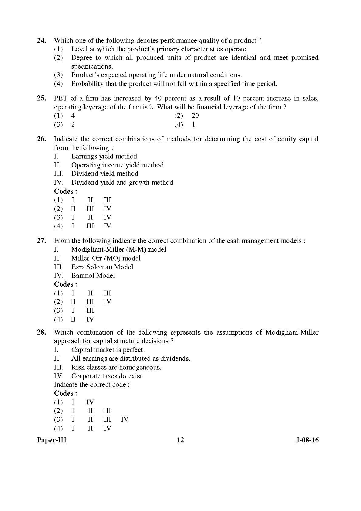 UGC NET Commerce Question Paper III Set 2 July 2016 12