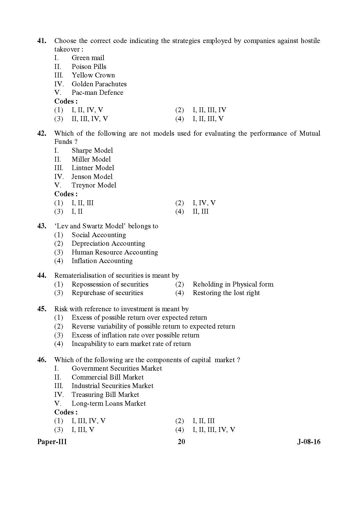 UGC NET Commerce Question Paper III Set 2 July 2016 20