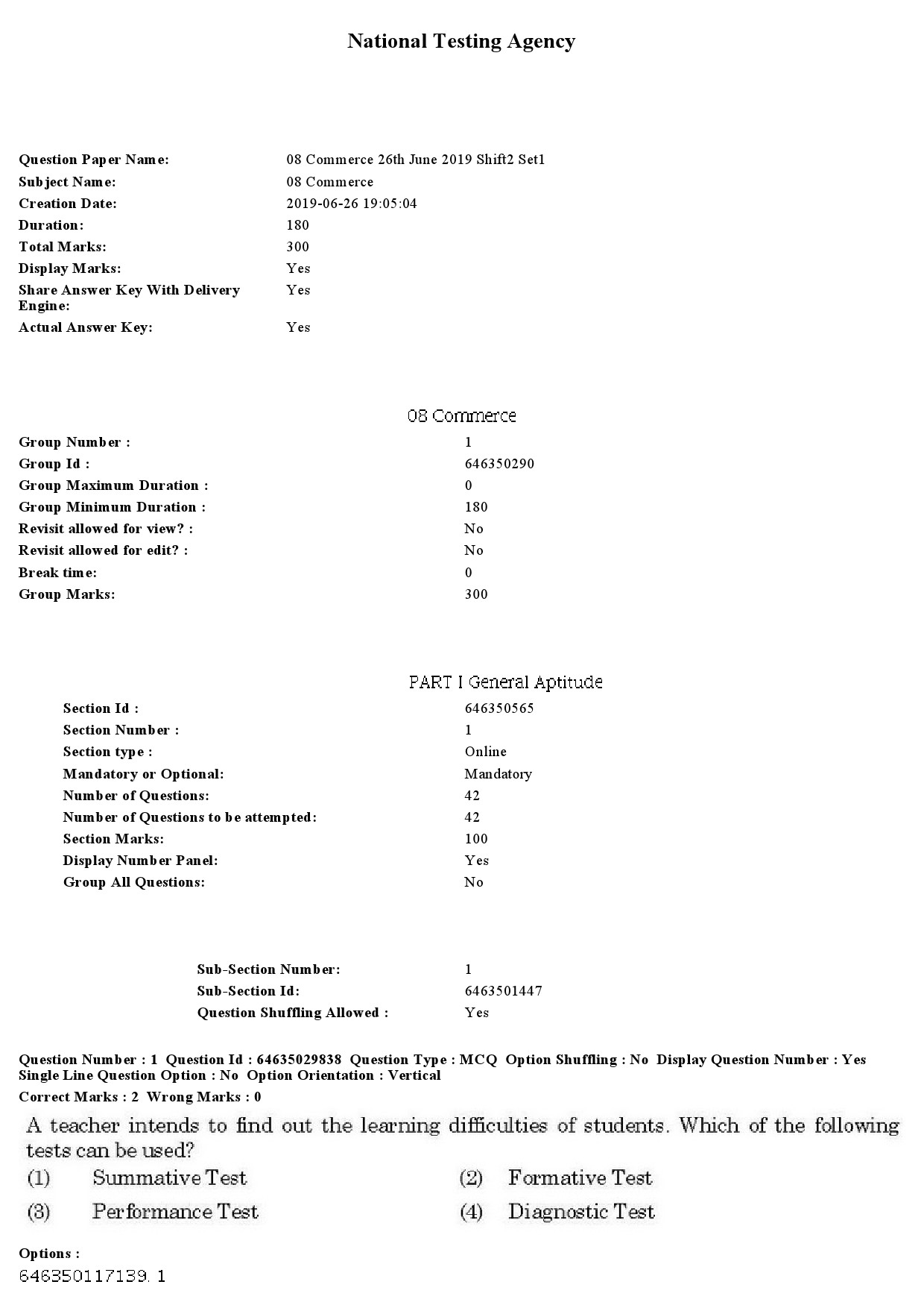 UGC NET Commerce Question Paper June 2019 1